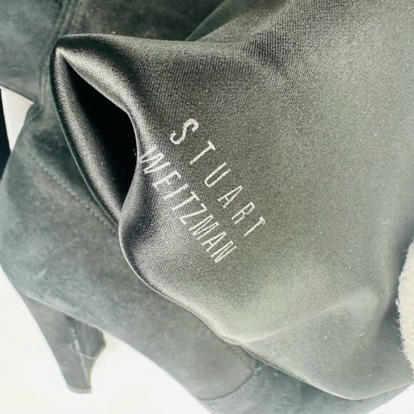 Stuart Weitzman Highland Over The Knee Boots Black Suede Heeled Sz 5.5 - Picture 12 of 13